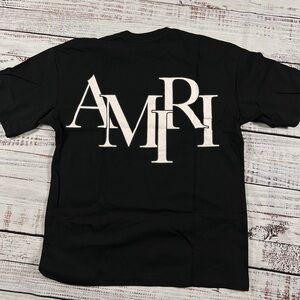 Amiri Staggered Logo Black Tee Mens Size Large